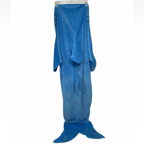 Shark blue costume BLANKET sleeping bag COSTUME hoodie full suit youth large - Picture 2 of 12